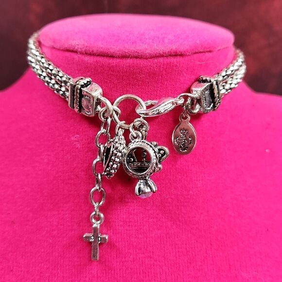 🔺️Premier Antiqued Double Strand Braided Charm Bracelet - Picture 3 of 12